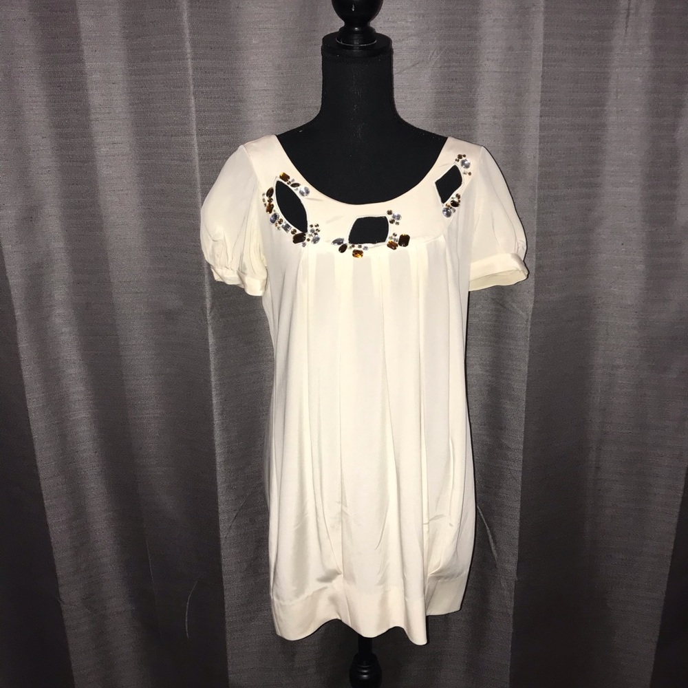 ✅Cream LaRok silk dress